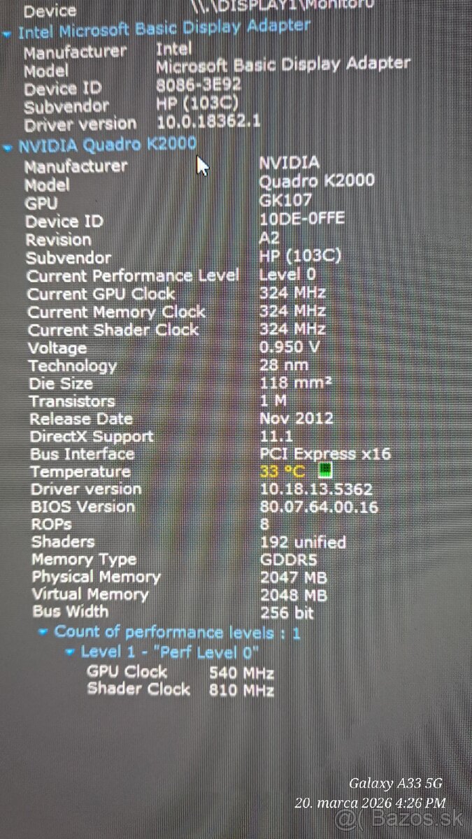 Predám Quadro K 2000, 2 GB gddr5, 256 bit - 3