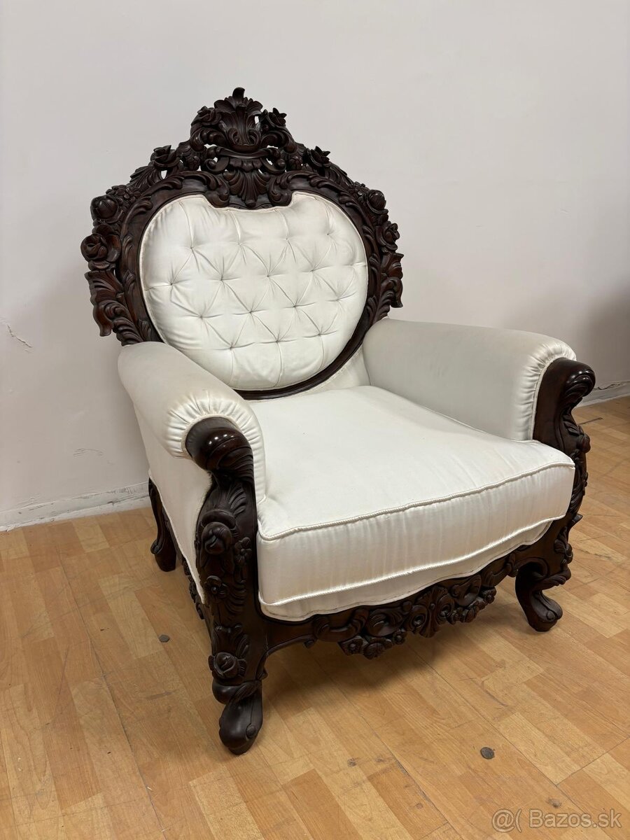 Sedačka v drevenom ráme,biela,ŠTÝLOVÁ - 3