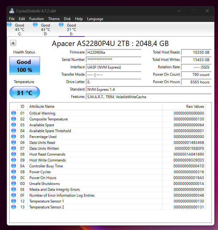 2TB M.2 Apacer AS2280P4U PRO 2TB - 3