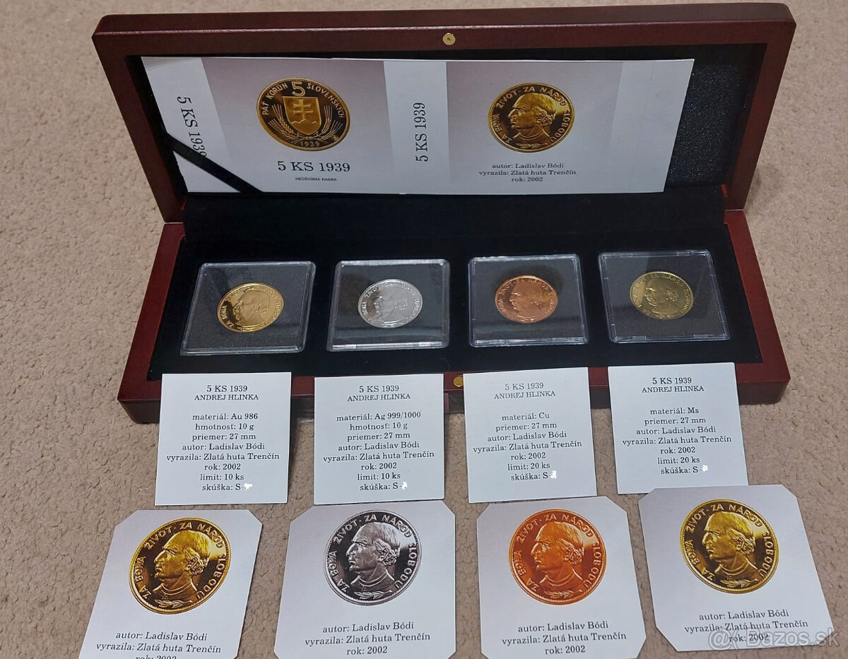 A. Hlinka 5 KS 1939, 10,6 g 986/1000 - 3