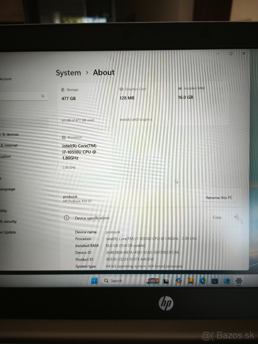 HP ProBook 450 G7, i7, 16 RAM, 512 ssd - 3