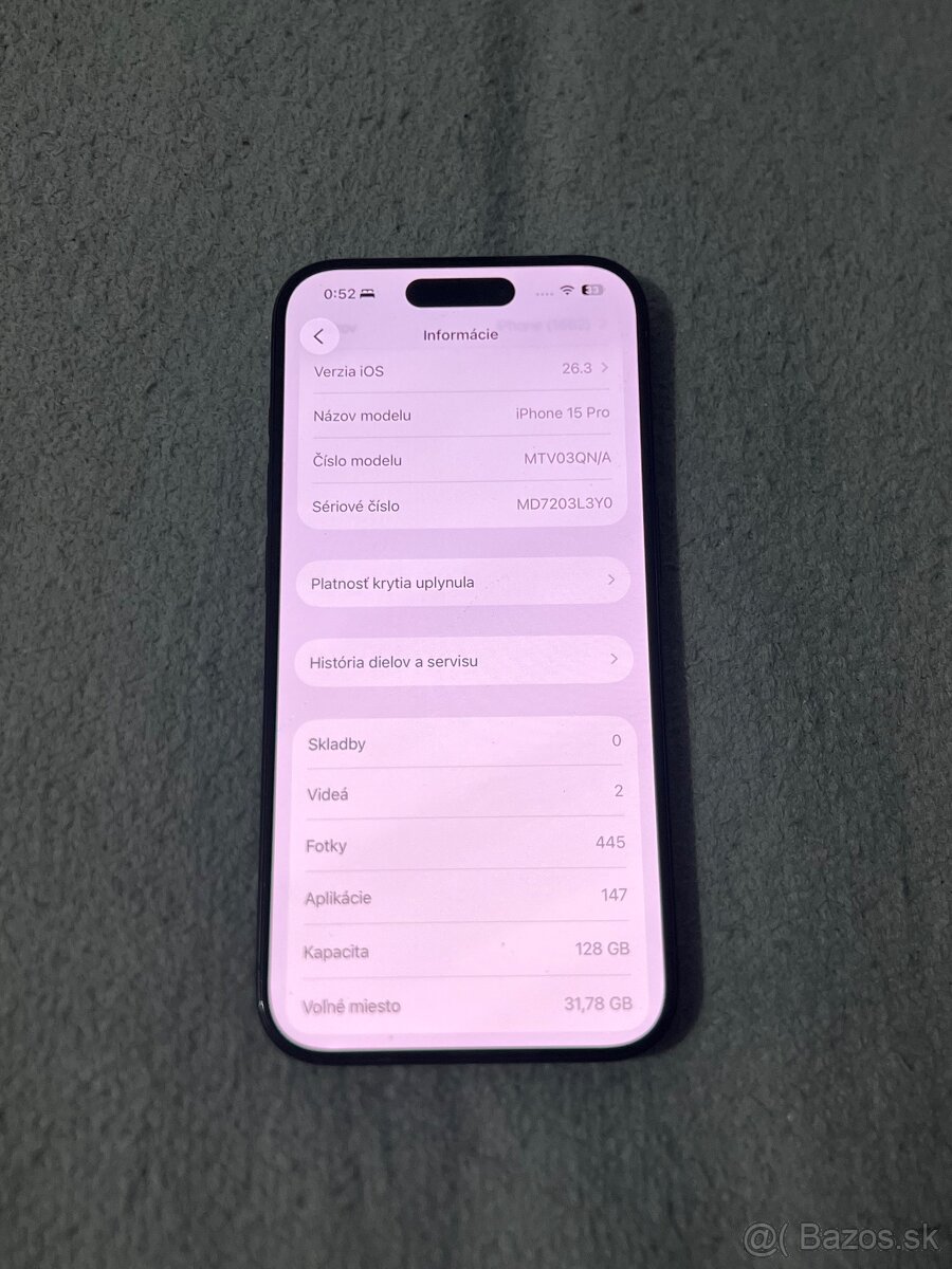 Predám Apple IPhone 15 PRO 128GB Blue Titanium - 3