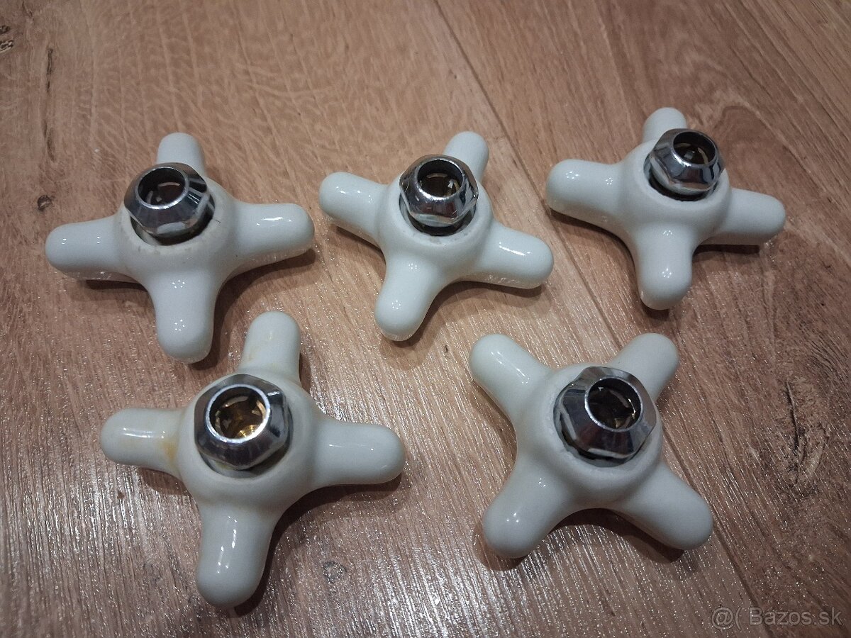 Retro porcelánové kohútiky na starú batériu (5 ks) - 3