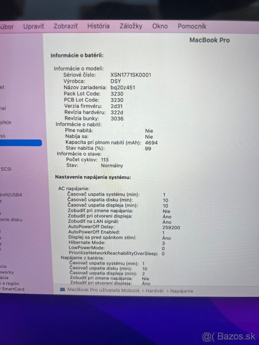 Predám MacBook PRO 13, 2016, i5, 8GB/256GB, 113 cyklov, - 3