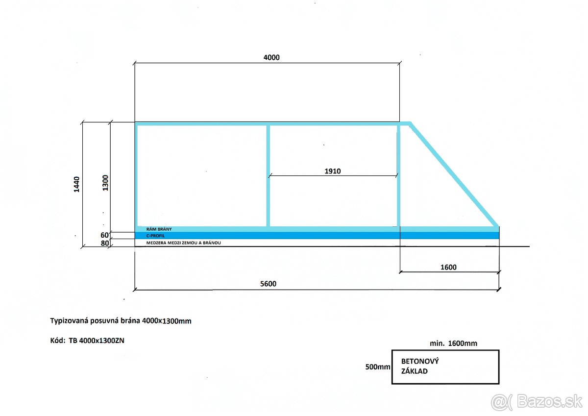 Posuvná brána 400x130cm - 3