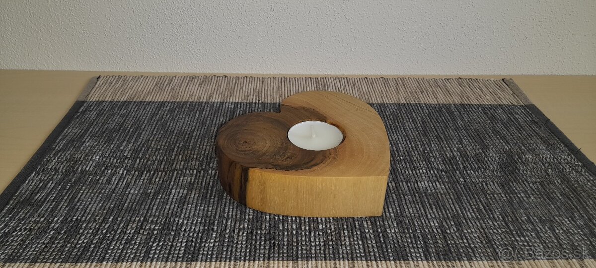 Drevené dekorácie, svietnik - srdce - 3