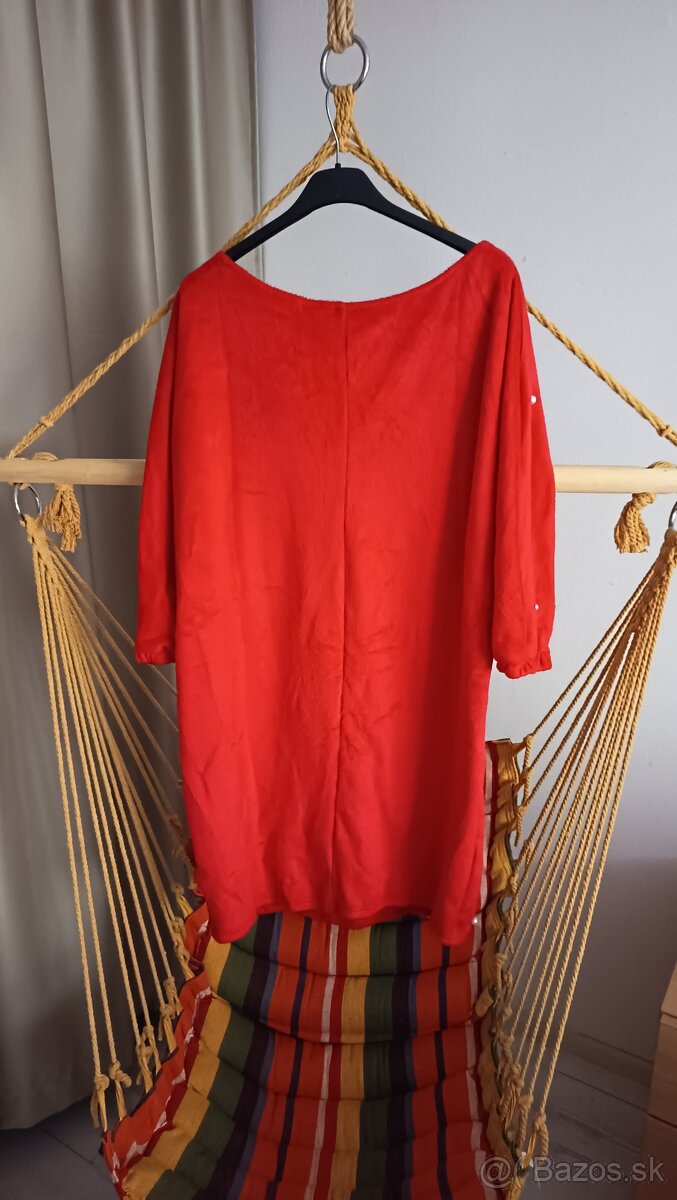 Dámske šaty nové červené s perlami veľkosť L - 3