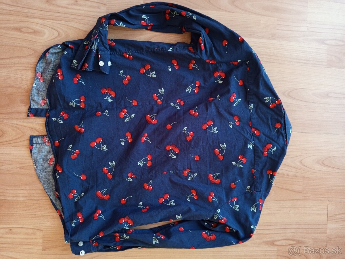 Modrá košeľa s čerešničkami - veľkosť M. - 3