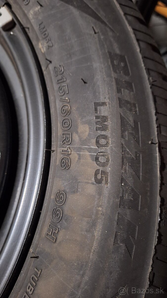Zimne 215/60r16 Bridgestone+plechove disky - 3