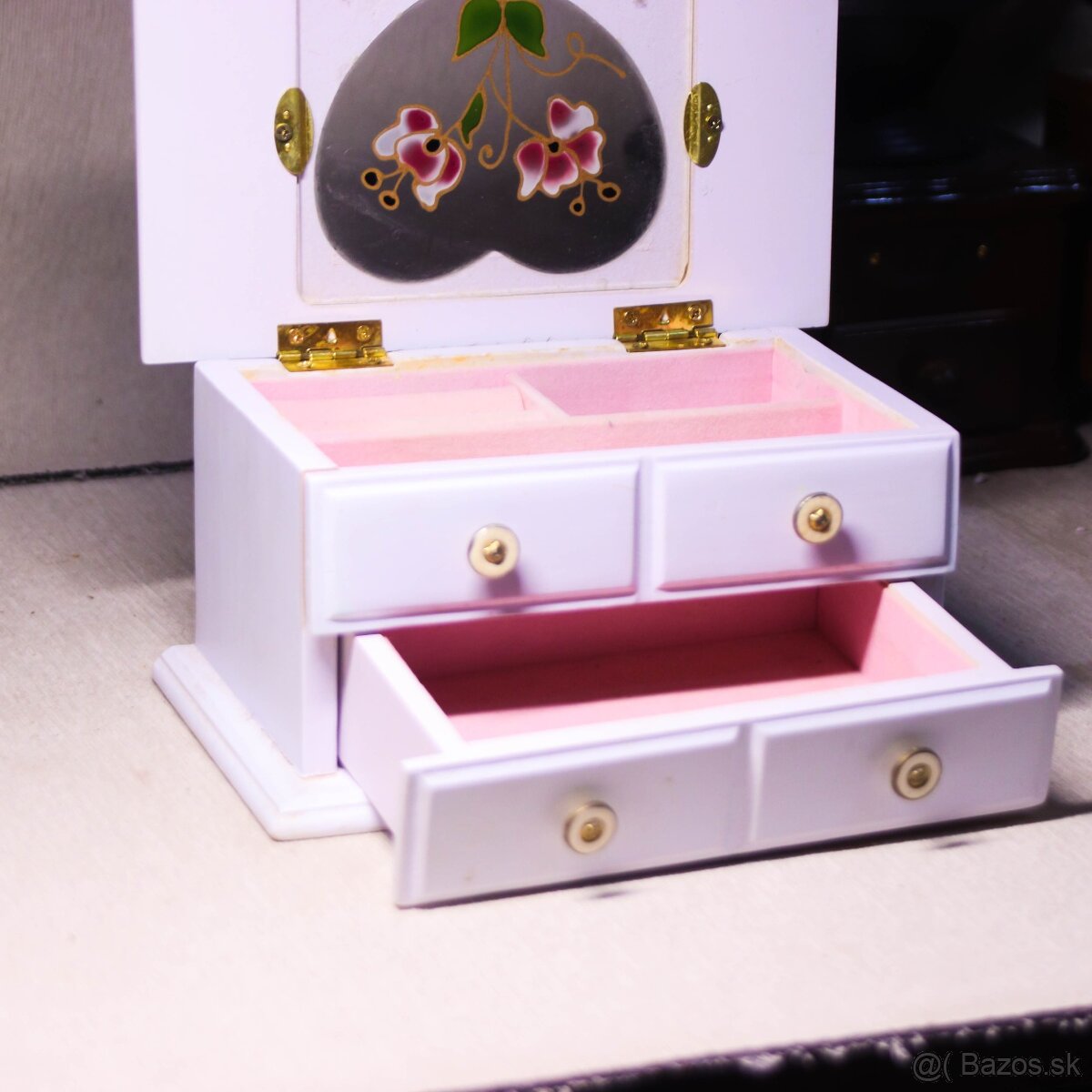 šperkovnica biela so sklomaľbou - 3