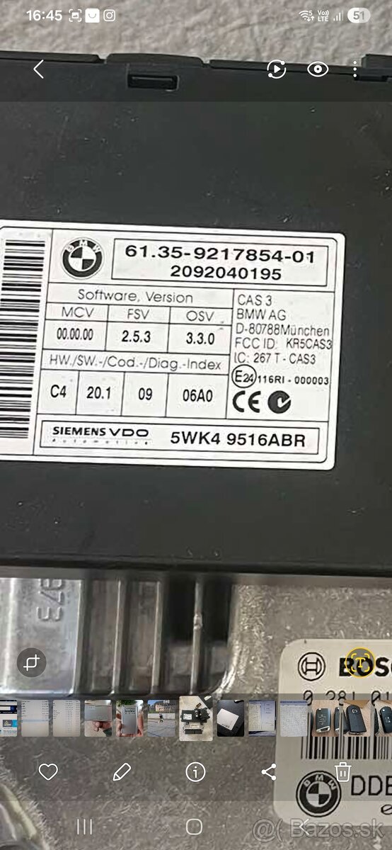 Bmw set riadiaca jednotka motora + CAS + kluc - 3