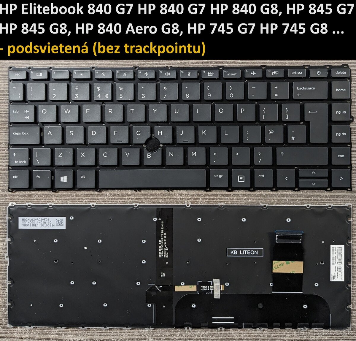 Klavesnice HP 840 845 G7 G8 Aero, HP 745 G7 G8/HP 820 G1 820 - 3