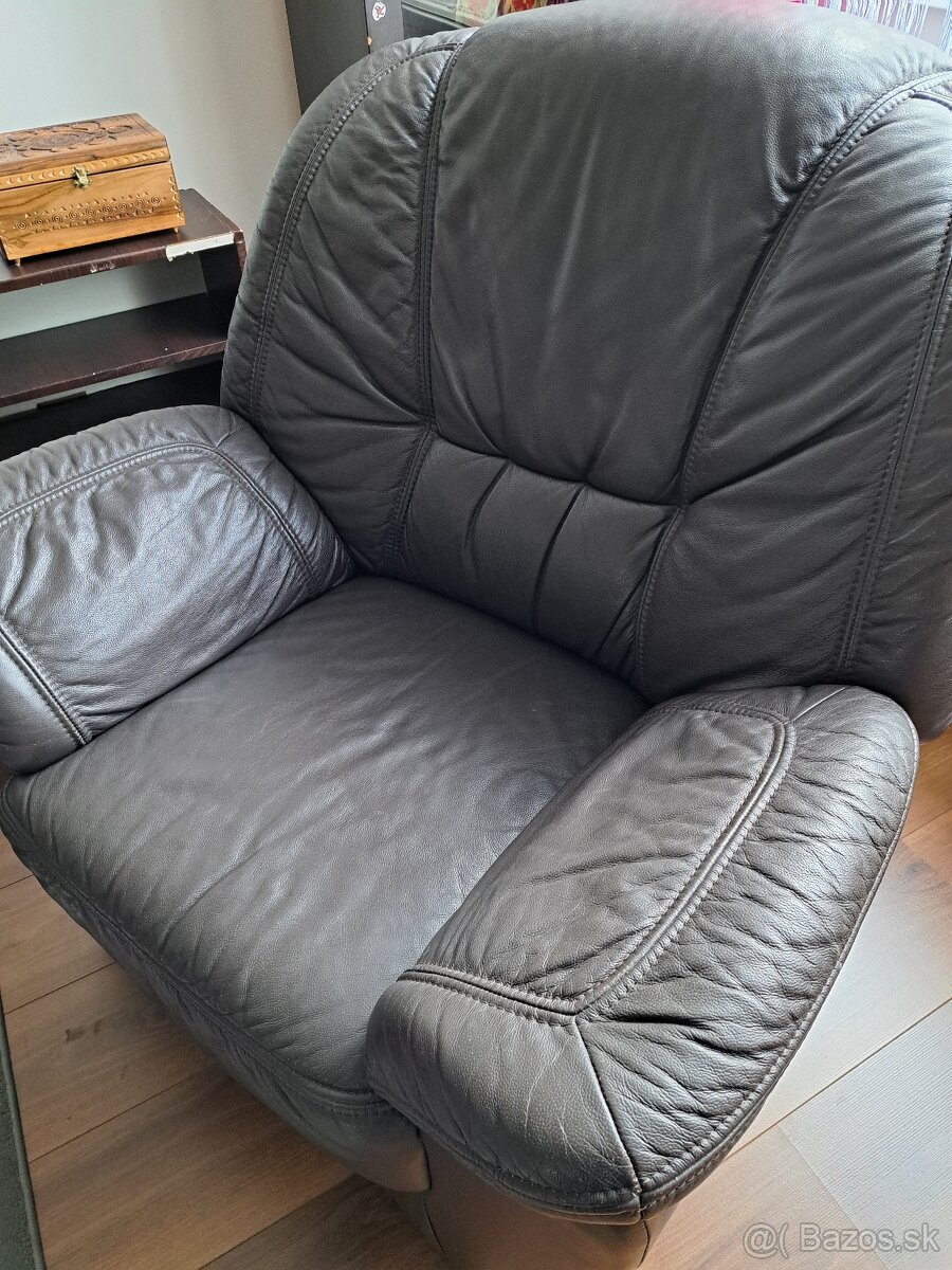 Kožená sedačka kanapa + fotelky - 3