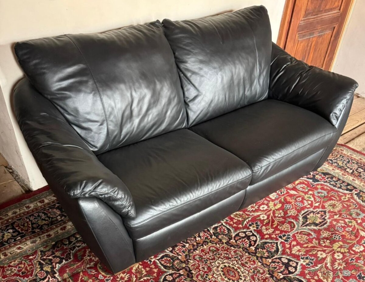 Černá kožená sedačka,5843 - 3