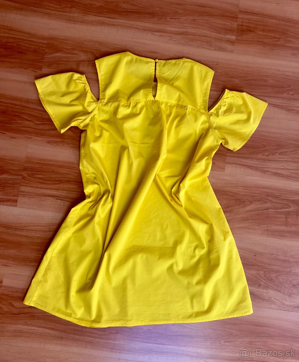 Žlté šaty s padavými ramenami, L - 3