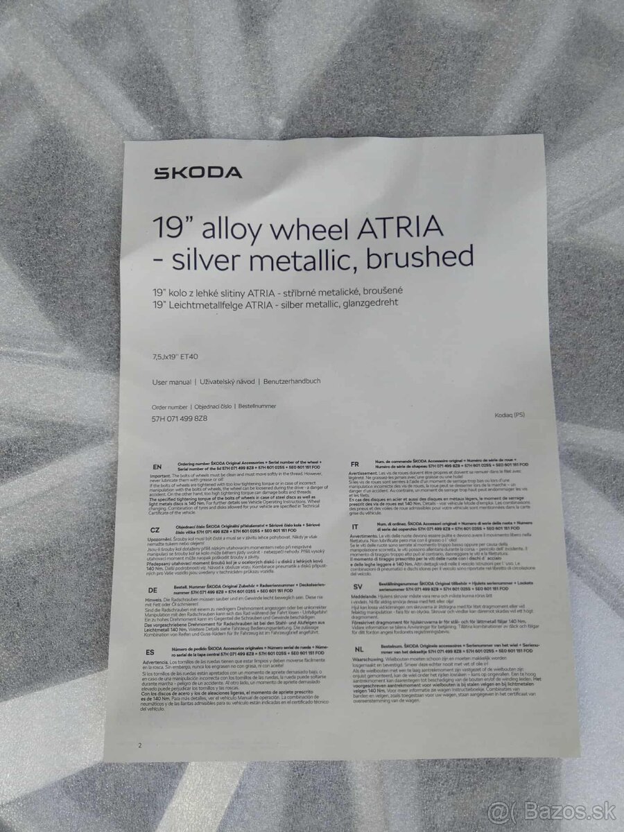 19" alu ŠKODA KODIAQ originál + zimné pneu. - 3