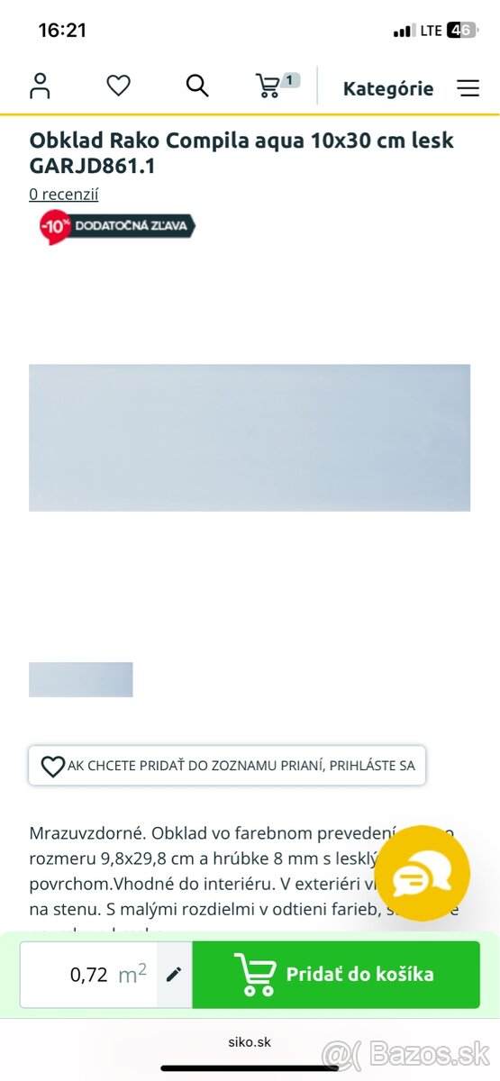 Obklad do kúpeľne- Rako Compila aqua 10x30 cm lesk - 3