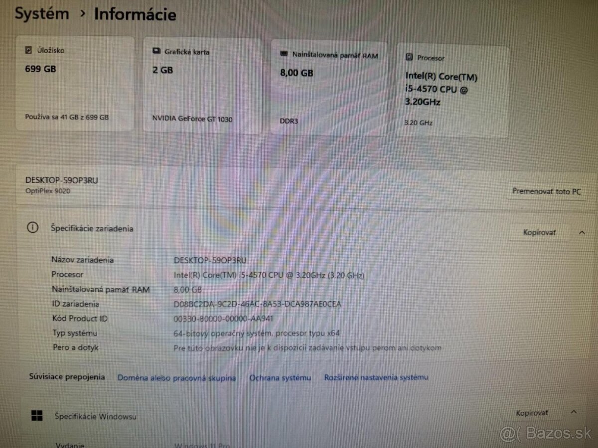 Stolový počítač Dell 9020 / i5-4570 / 8GB / SSD+HDD / GT1030 - 3