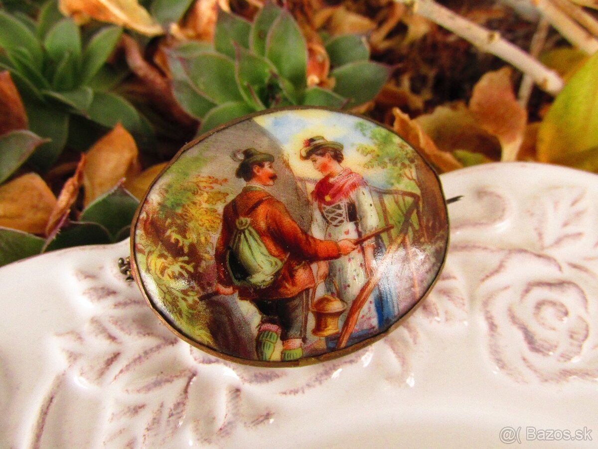 Stará porcelánová brošňa - 3