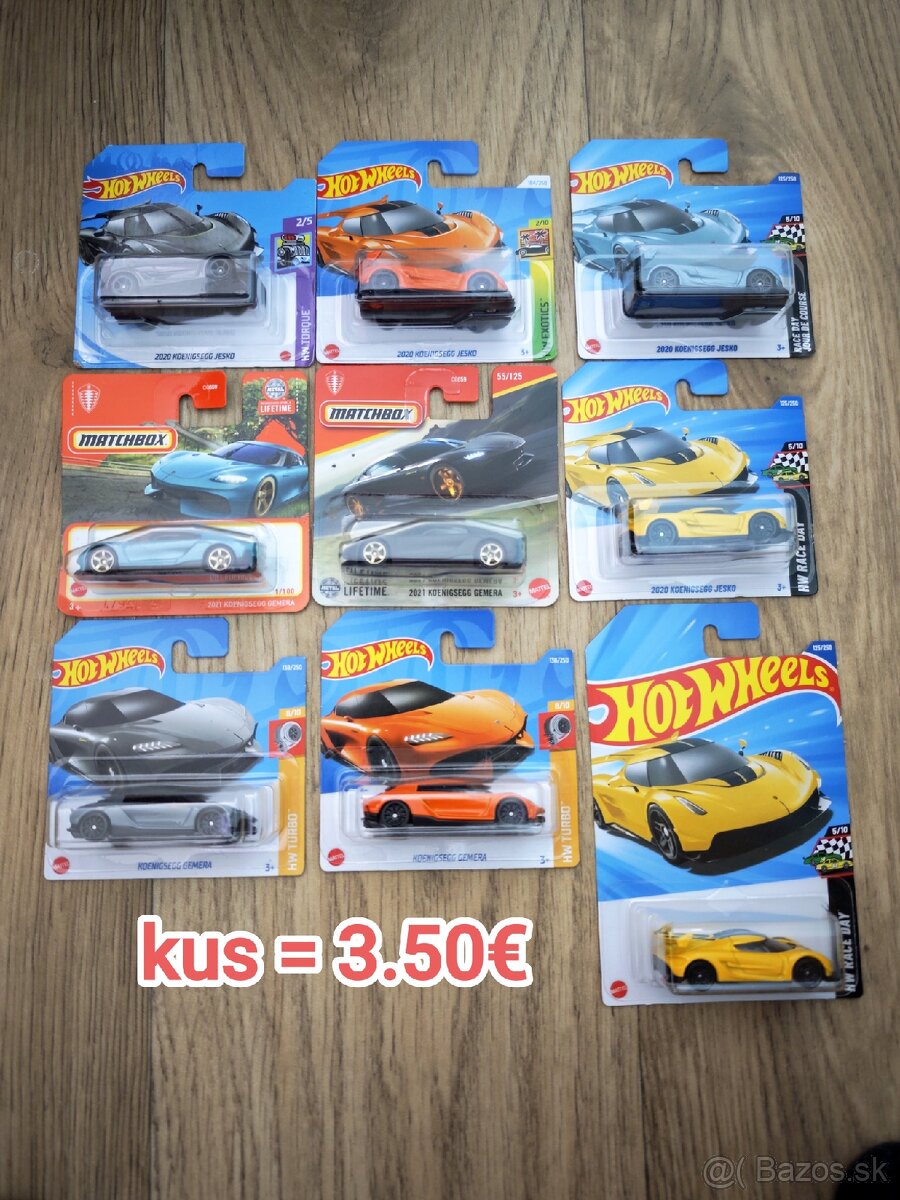 Hotwheels Königsegg, McLaren, formula - 3