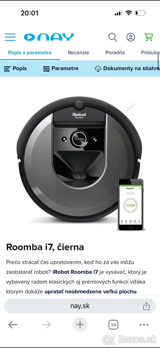 Robotický vysávač urobiť roomba i7 - 3