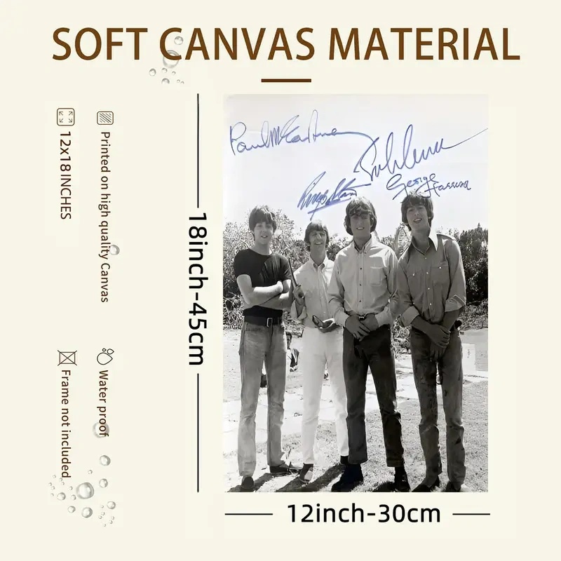 The BEATLES, plátno tisk, 30X45 cm, autogram - 3