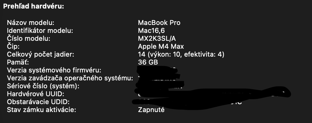 Predám MacBook Pro 14" M4 Max 36GB / 1TB – Space Black – MX - 3
