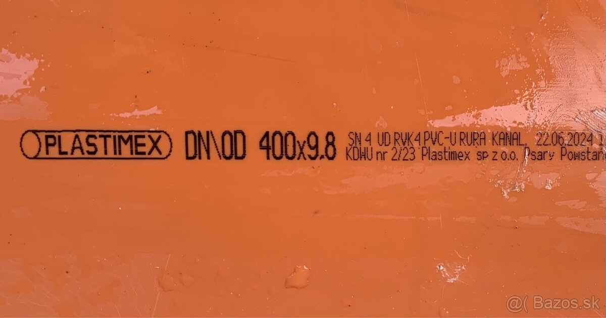 KANALIZAČNÁ RÚRA PVC 400X9,8X2000 SN4 / KANALIZAČNÉ RÚRY - 3