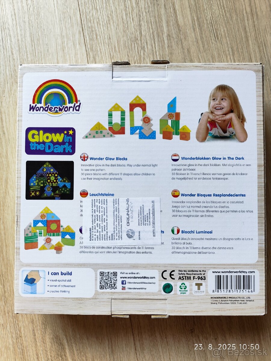 Stavebnica drevená kocky svietiace v tme - 3