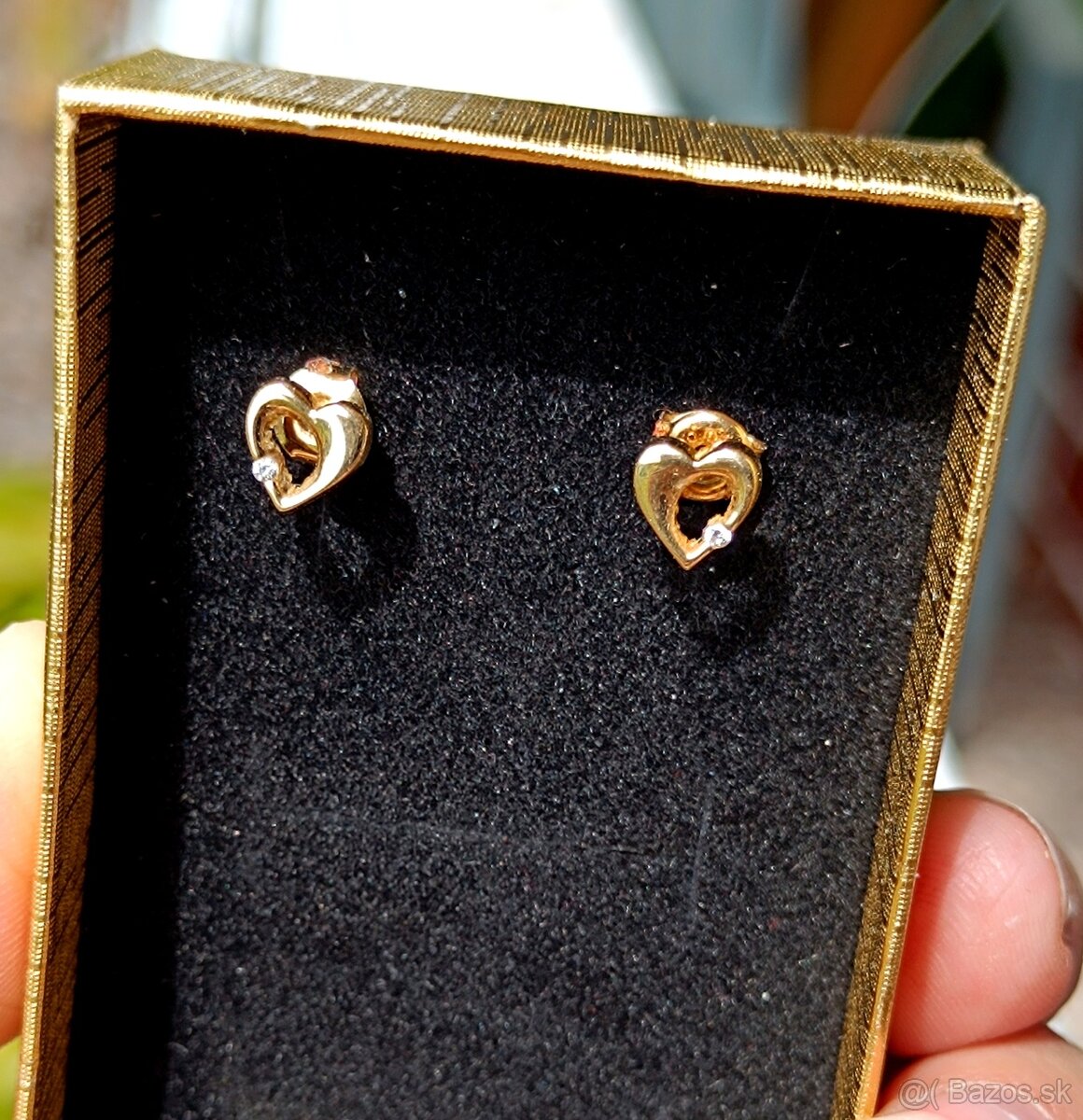 Zlate náušnice srdce 585 - 3
