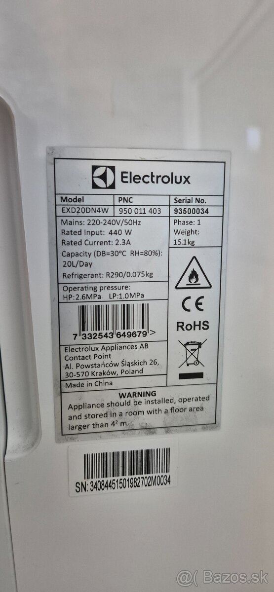 Odvlhčovač Electrolux EXD20DN4W - 3