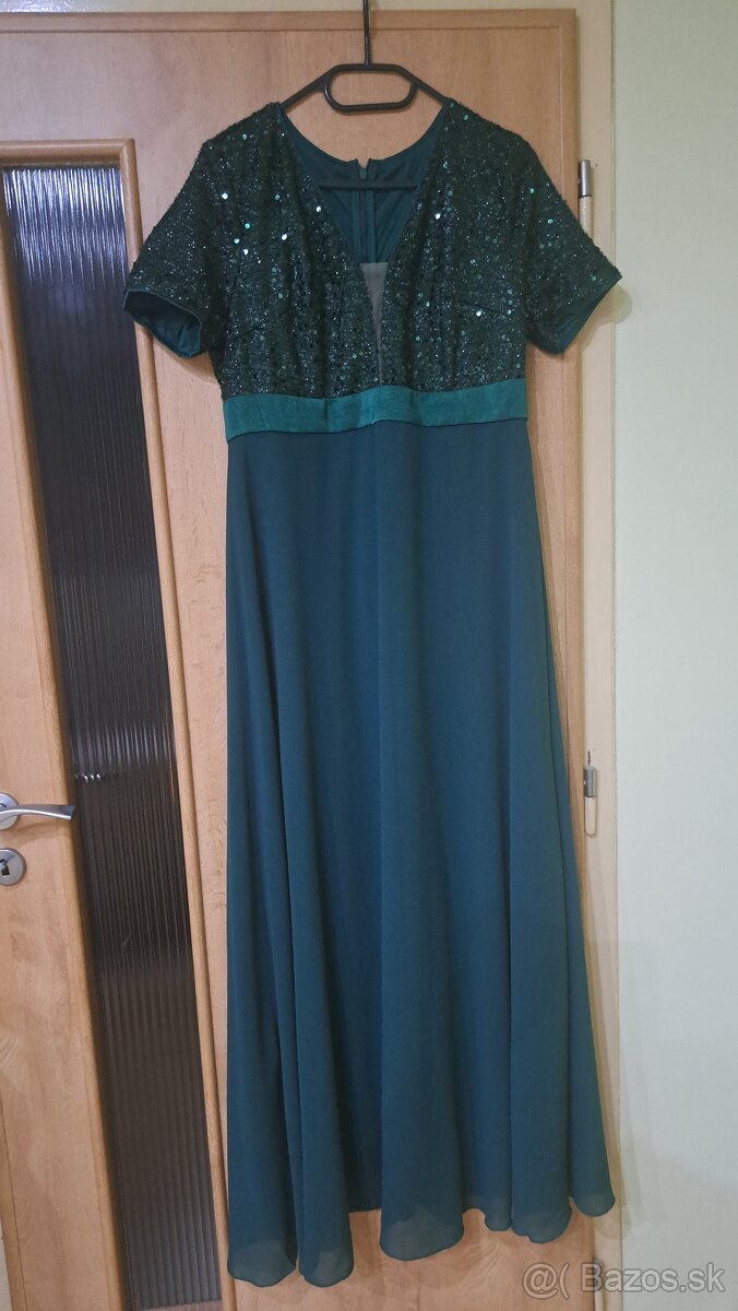 Večerné smaragdové šaty XL nové - 3
