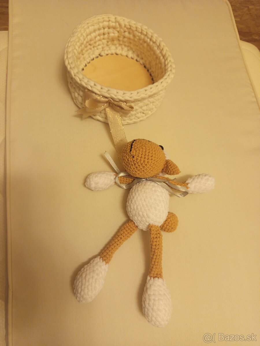 Handmade háčkovaný košík s ovečkou - 3