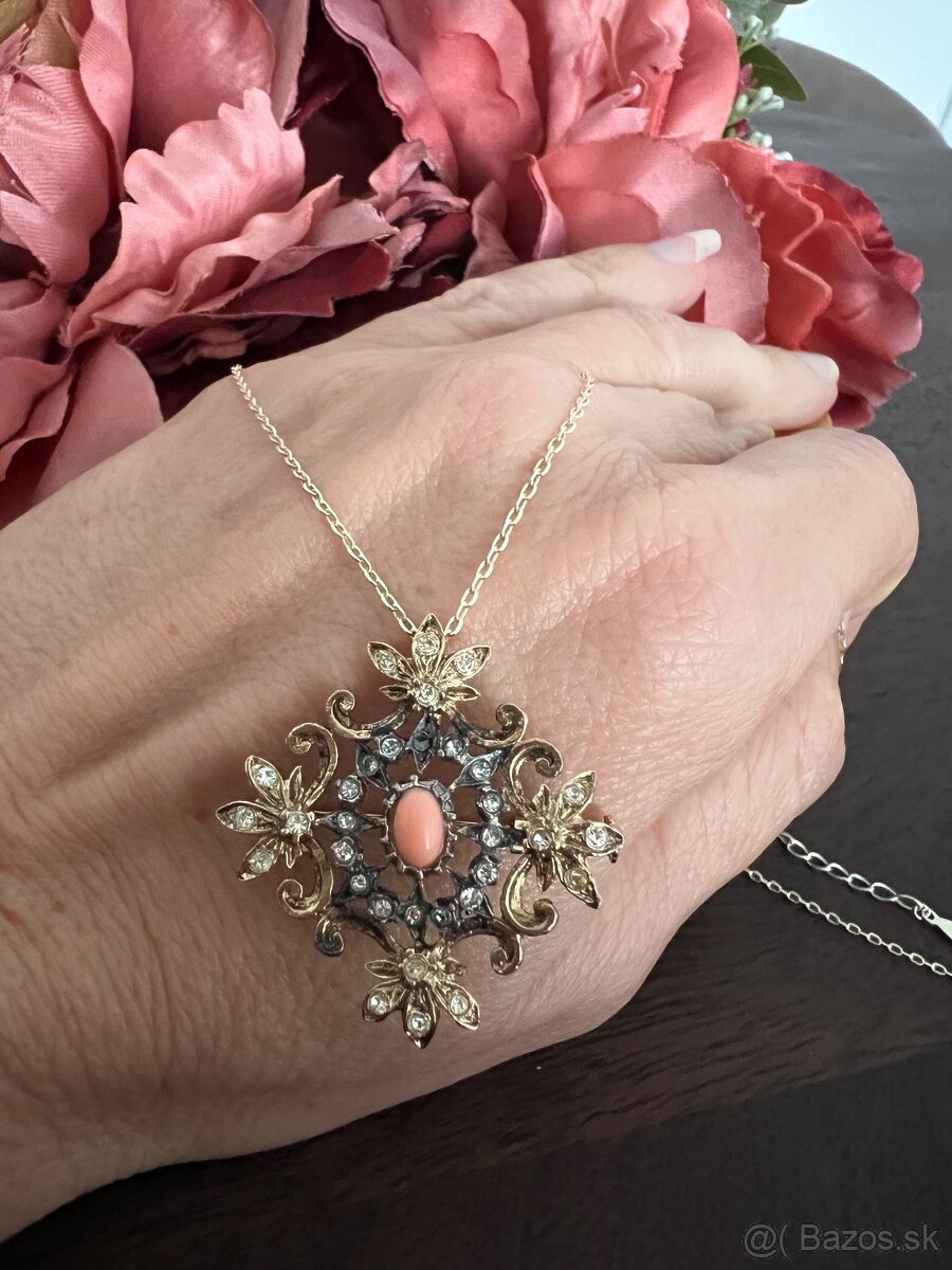 Starozitny privesok - brošña zo striebra - 3