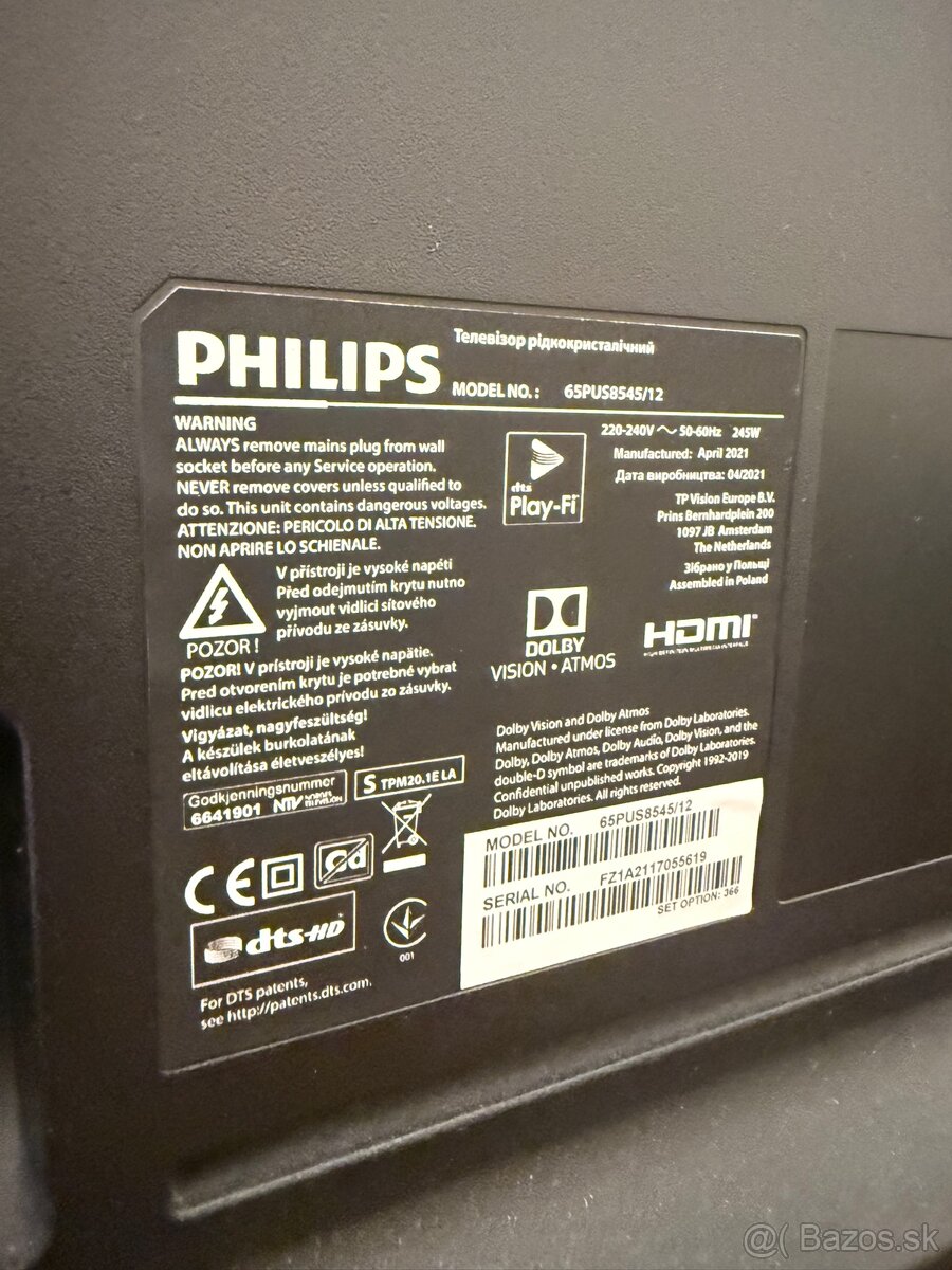 Predam Philips 65PUS8545/12 – 65” 4K - 3
