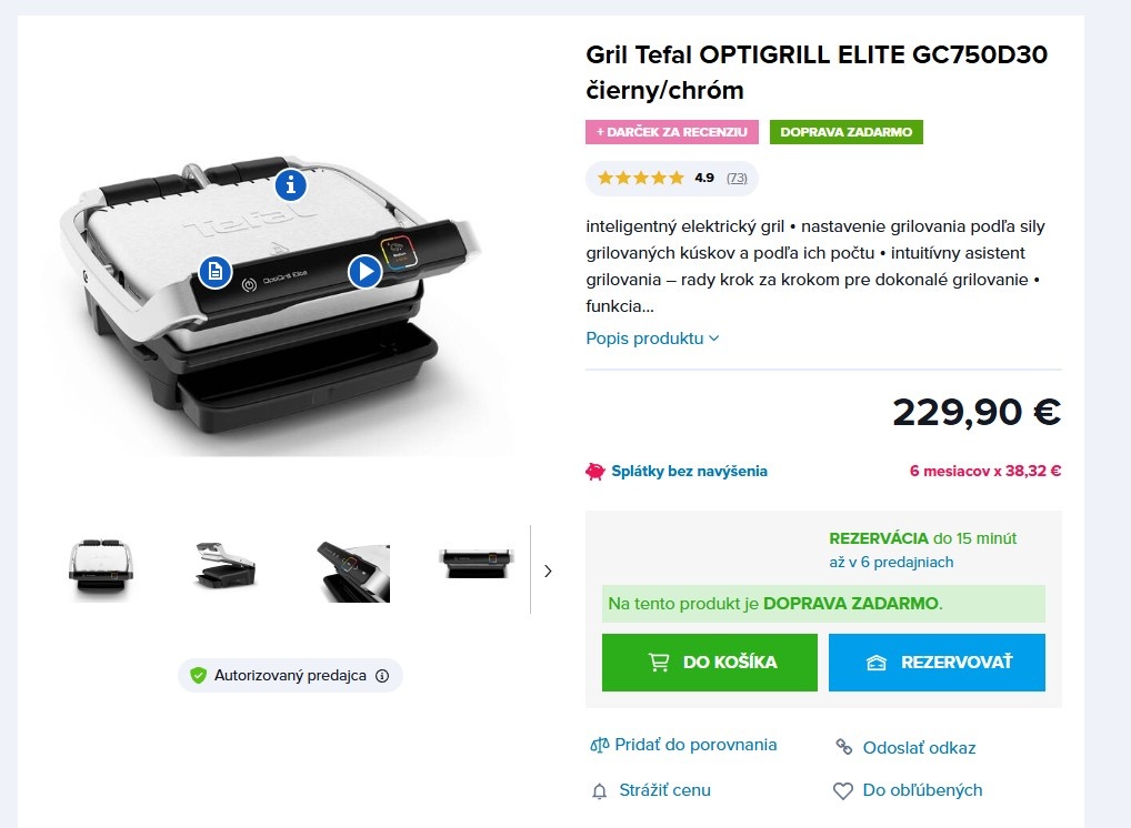 Tefal Optigril Elite GC750D30, nový, nepoužitý, top cena - 3