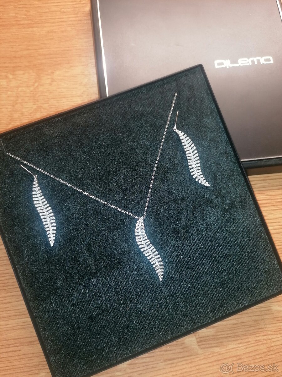 Strieborný set - retiazka s príveskom a náušnice - 3