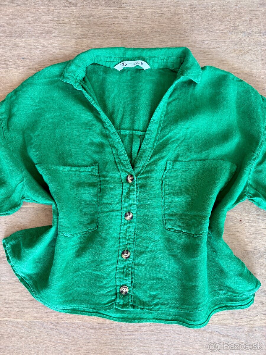 Dámska ľanová košela veľkosť XS, zn. Zara - 3