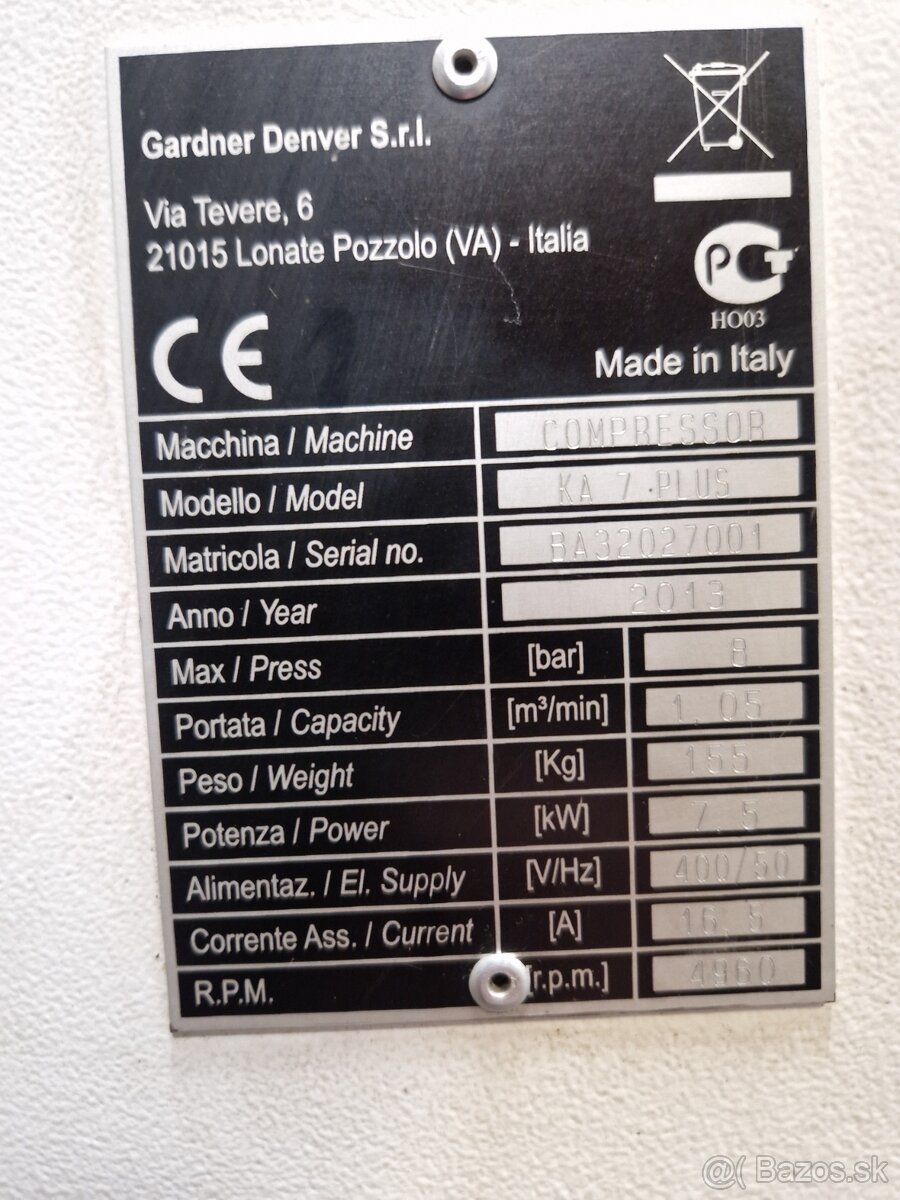 Skrutkový kompresor Bottarini 7.5kw - 3