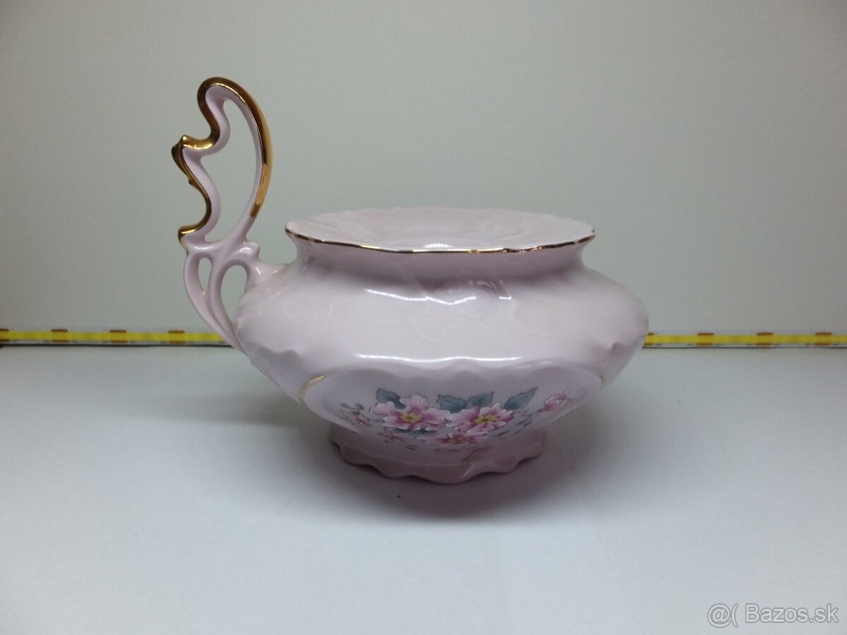 Originál růžový porcelán H&C Chodov, krásný svícen. - 3