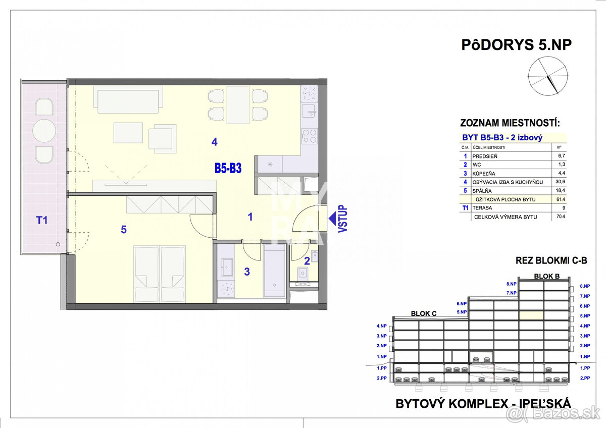 2-izbový byt B5-B3 v Bytovom komplexe Ipeľská - 3
