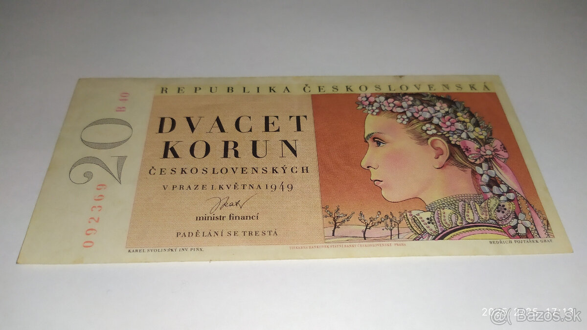 20 Kčs 1949 neperforovaná - 3