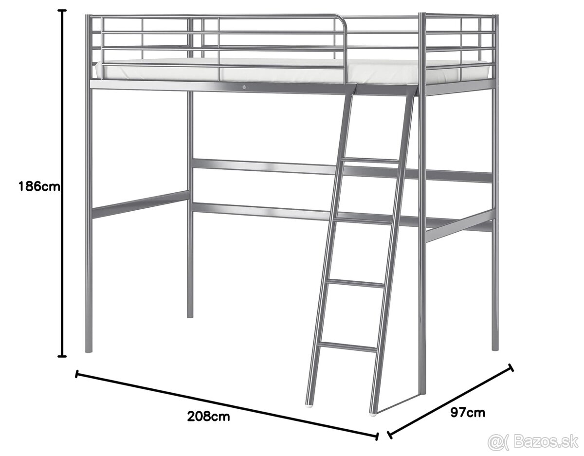Predam poschodovú postel IKEA SVARTA + matrac - 3