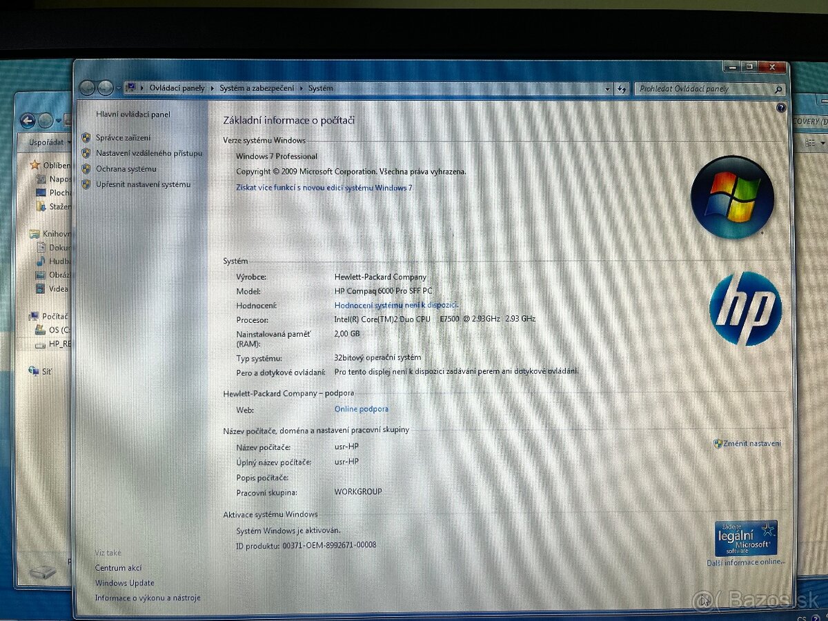 HP pc s HP monitorom a oficialnym windows 7 - 3