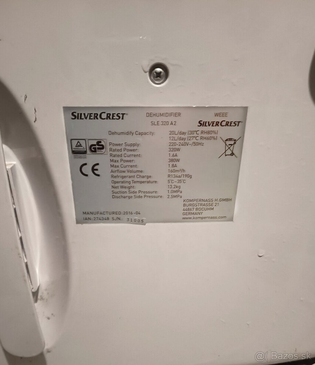 SilverCrest SLE 320 A2 odvlhčovač vzduchu - 3
