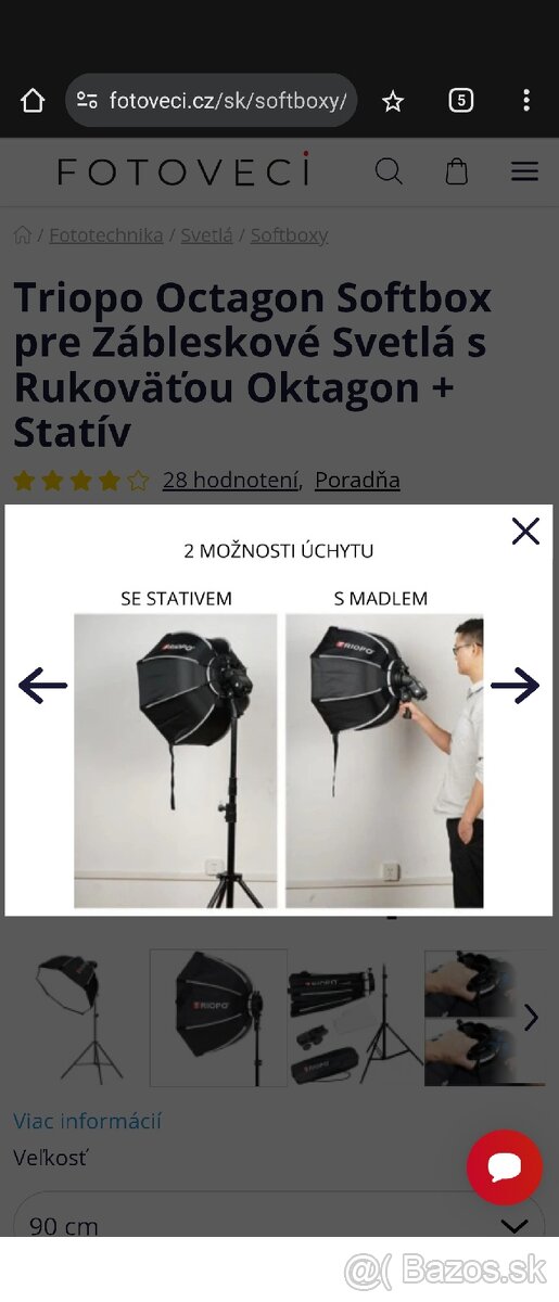 Triopo Octagon Softbox s Rukoväťou Oktagon + Statív - 3