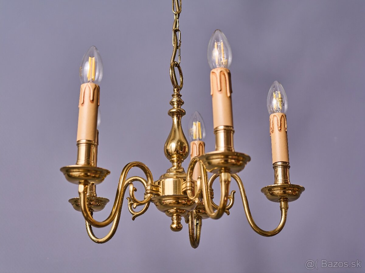 Štýlový mosadzný luster päťramenný - 3