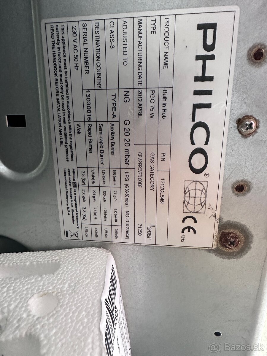 Predám Phillips plynový päťhorakovy vstavaný sporák - 3