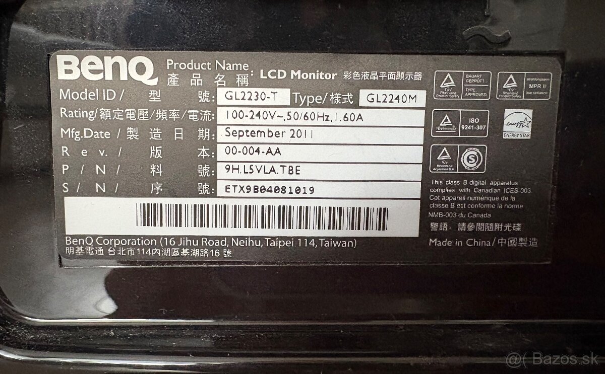 Monitor BENQ GL2240M 22” - 3