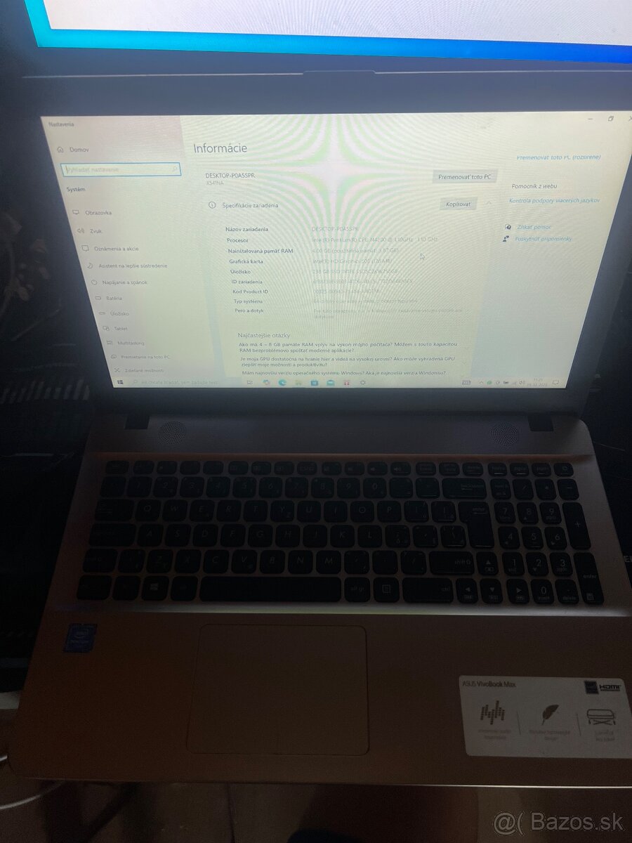 ASUS X541NA – SSD 256 GB, Windows 10, funkčný - 3